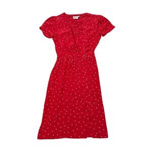 Women’s Vintage Maggy London Red Silk Heart Print Dress 1990s Petite